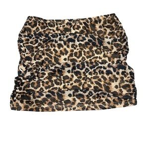 Leopard Print Strapless Skirt - Tan, Brown & Black